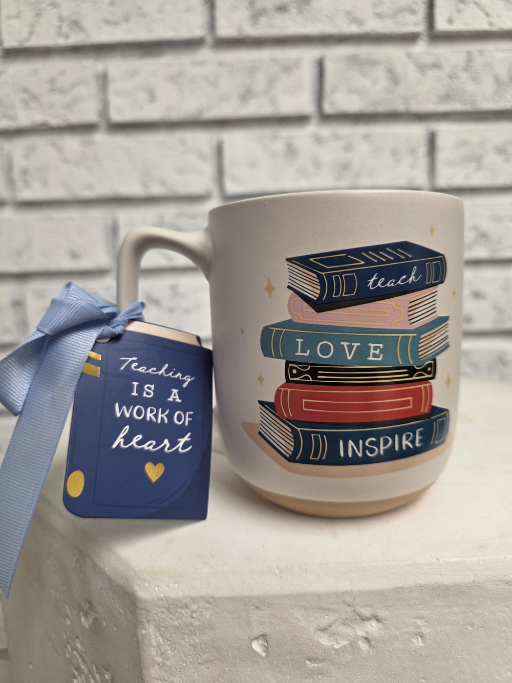 Sunday Morning Ceramics Teacher Coffee Mug w/ Gift Tag | Teach • Love • Inspire